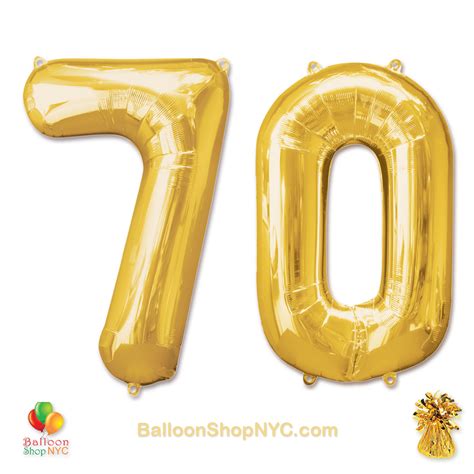 70 Birthday Jumbo Number Foil Balloons Set Gold 40 inch - Balloon Shop NYC