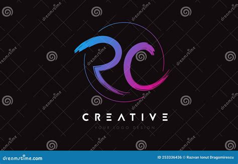 Creative Colorful Rc Brush Letter Logo Design Artistic Handwritten Letters Logo Concept Stock