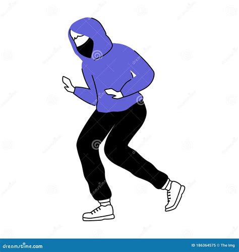 Man In Mask And Hoodie Flat Silhouette Vector Illustration Stock Vector