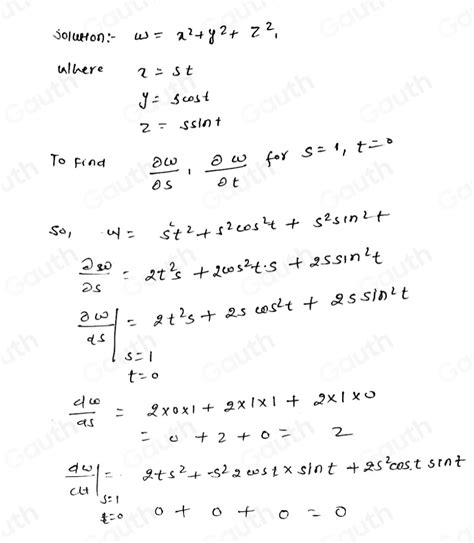 Solved Hallar Cuando U Xy Yz Zx X St Y E St Z T2 Hallar Fracθ U θ S θ U θ T Cuan [math]