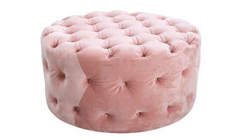 Megan Blush Pink Velvet Tufted Ottoman Pink Ottoman Ottoman Tufted