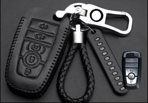 Genuine Leather Car Key Fob Case Bag For Ford F Fusion Edge