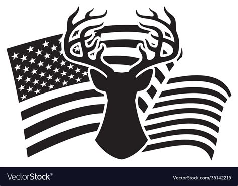 Deer Head And Usa Flag Hunting Design Royalty Free Vector