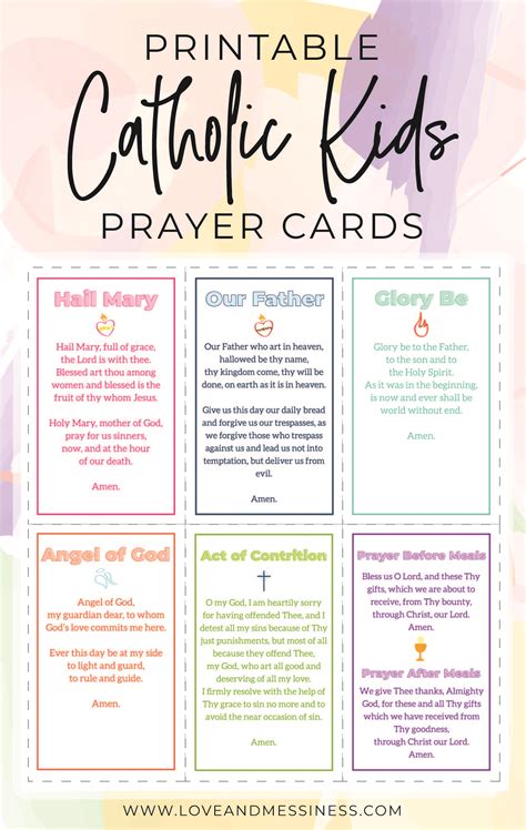 Printable Catholic Kids Prayer Cards Prayers For Children Catholic