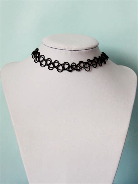 Tattoo Choker Stretch Necklace New Black Retro Henna Vintage Elastic