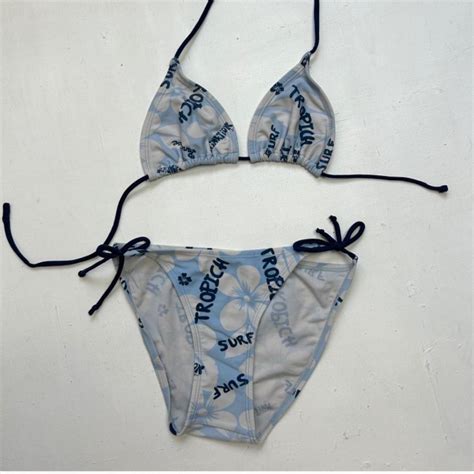 Blue And White Bikini Hibiscus Y K Depop