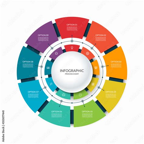 Infographic Circular Chart Divided Into 9 Parts Step By Step Cycle