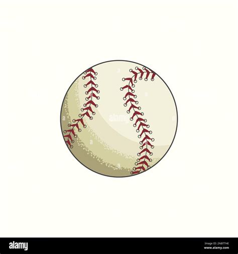 Hand drawn baseball ball sketch vector illustration in color, vintage ...