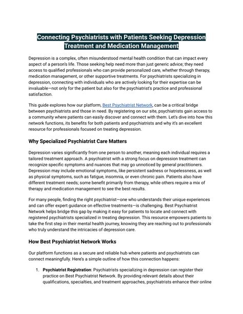 PPT - Connecting Psychiatrists with Patients Seeking Depression ...