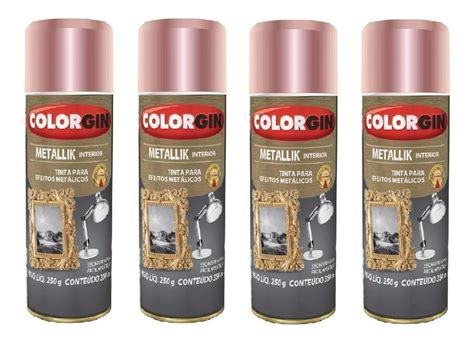 Kit 4 Spray Colorgin Metallik 350ml Rose Gold 56 Int Mercado Livre