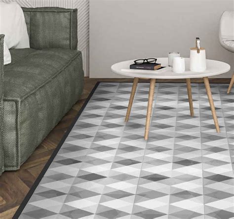 Tapis Geometrique Montagnes Grises TenStickers