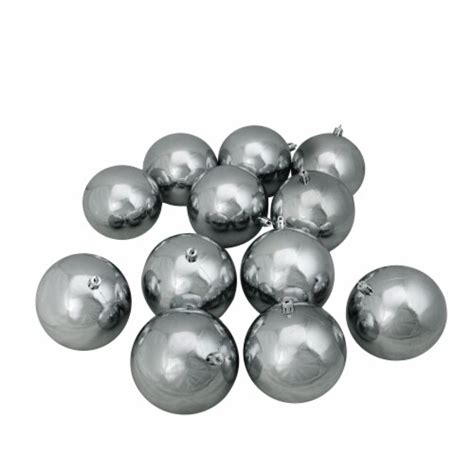 Northlight 12ct Pewter Gray Shatterproof Shiny Christmas Ball Ornaments 4 100mm 12 Qfc