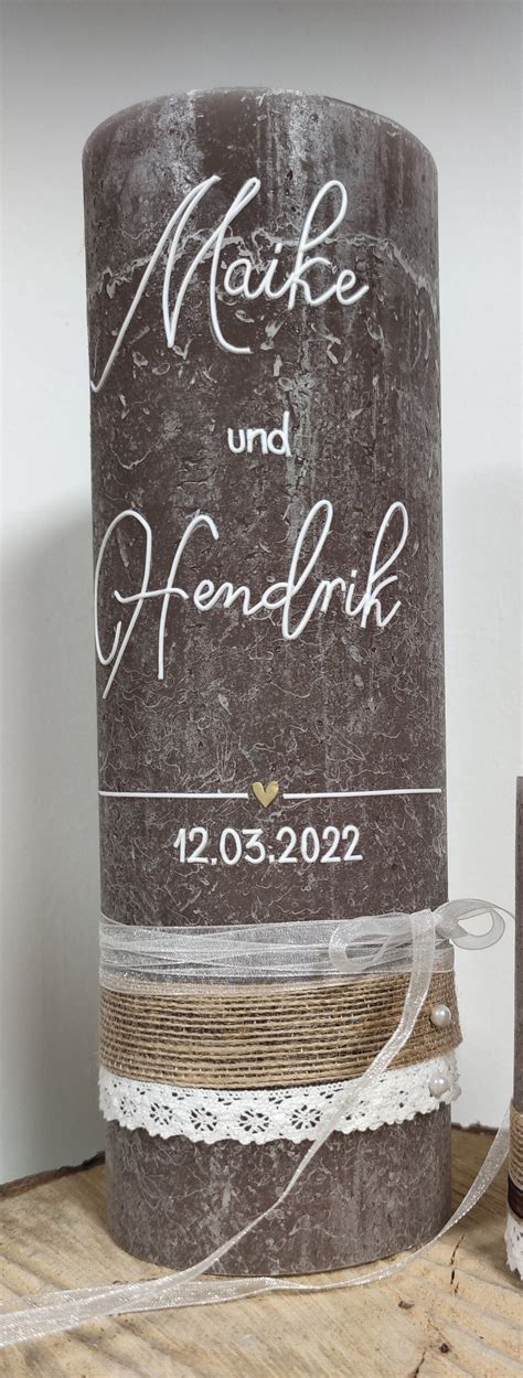 Hochzeitskerze Traukerze Kerze Hochzeit Taupe Schlamm Braun Rustik