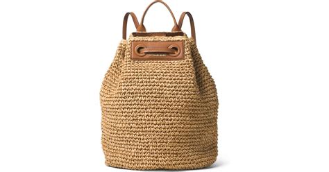 Michael Kors Krissy Large Straw Backpack In Natural Lyst