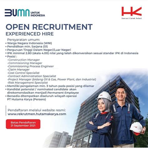 Hutama Karya Experienced Hire Upt Pengembangan Karir Dan Kewirausahaan