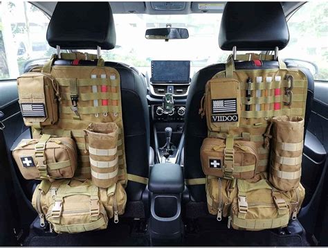 Molle Tactical Seat Back Organizer Panel With Pouches