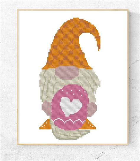 Easter Gnome Cross Stitch Pattern Cute Cross Stitch Diy Etsy