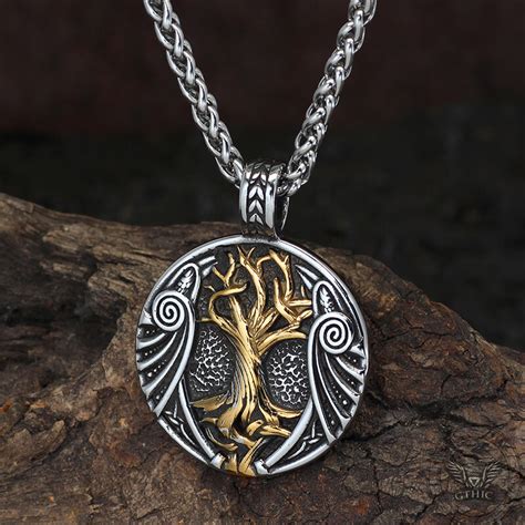 Viking Waves Tree Of Life Stainless Steel Pendant Gthic