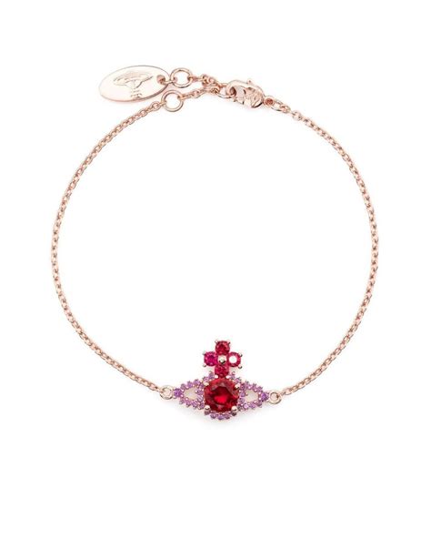 Vivienne Westwood Orb Plaque Crystal Embellished Bracelet In Pink Lyst