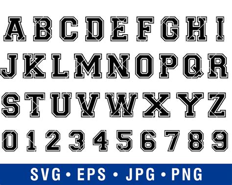 Varsity Font Svg Varsity Alphabet Numbers Svgbaseball Font Etsy