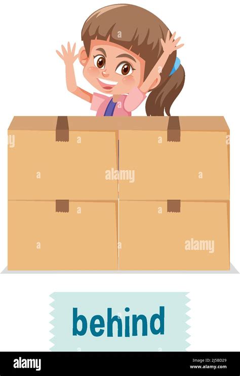 Preposition Of Place With Cartoon Girl And A Box Illustration Stock Vector Image And Art Alamy