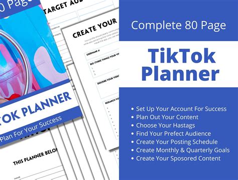 80 Page TikTok Planner Perfect For Businesses Influencers Who Want