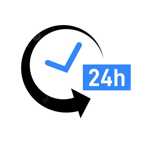 24h Icon Flat Vector Illustration In Gray On Blue Open Time Service