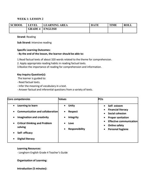 Grade 4 English Lesson Plans Term 3 16906