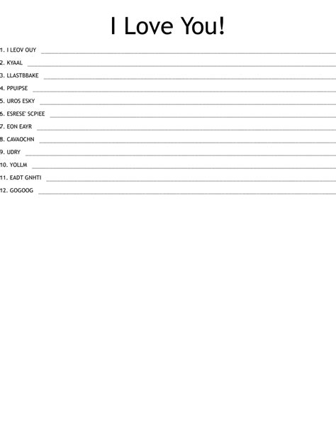 I Love You Word Scramble Wordmint