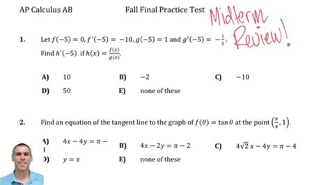 Calculus AB Midterm Review YouTube