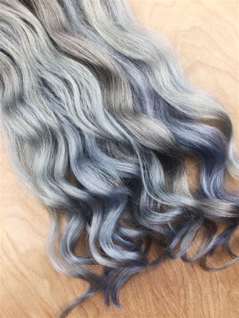 Blue Grey Ombre Hair Extensions Silver Hair Grey Hair - Etsy | Grey ...