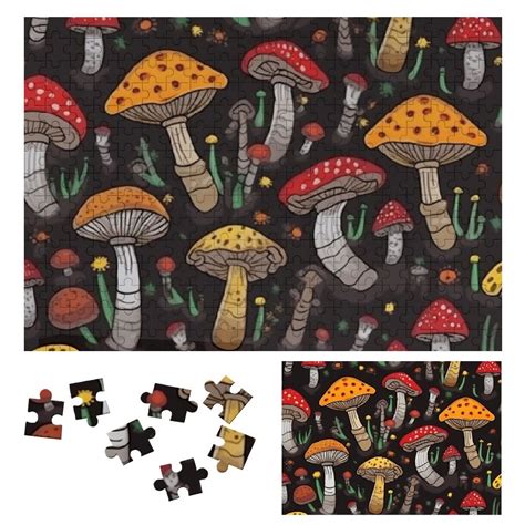 Wenzz Mushrooms Wooden Jigsaw Puzzle Challenging Difficult Wood Puzzles