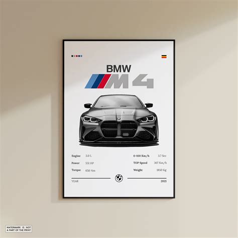 Bmw M Poster German Car Poster Car Poster Collector S Wall Decor