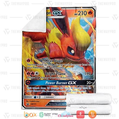 Flareon GX Sun Moon Promos Anime Pokemon Fleece Blanket Boxbox