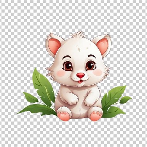 A Cartoon Cat With Big Eyes Sits On A Transparent Background Premium