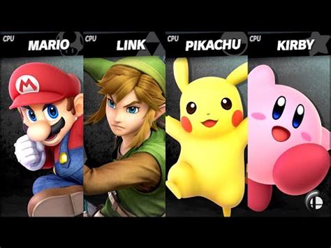 Mario Vs Link Vs Pikachu Vs Kirby Lv Cpu Battle Super Smash Bros