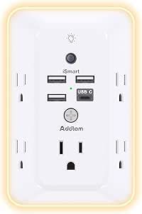 Surge Protector Outlet Extender With Night Light Addtam Outlet