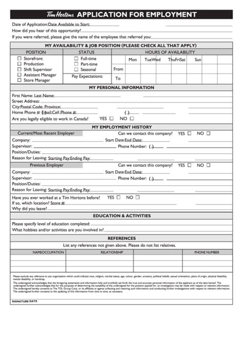 Fillable Application For Employment printable pdf download 