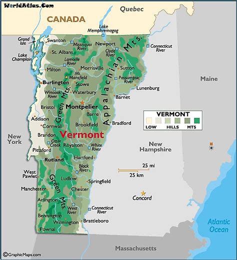 Map Of Vermont Large Color Map