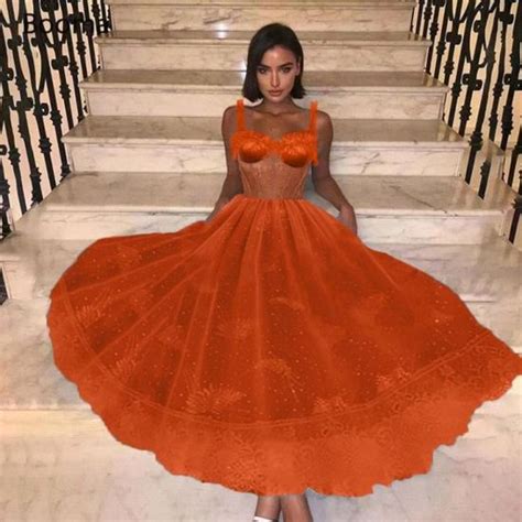 Robe Femme Sexy Glamour Elegant Sans Manches Boh Me Orange Jxshop