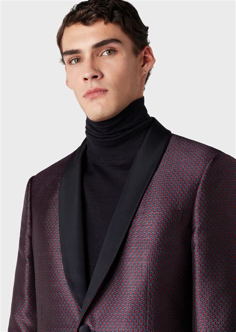 Giorgios Single Breasted Jacket In Silk Jacquard GIORGIO ARMANI Man