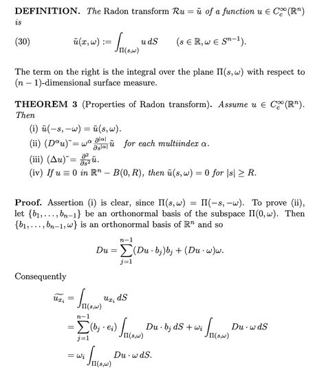 Radon Transform Formula