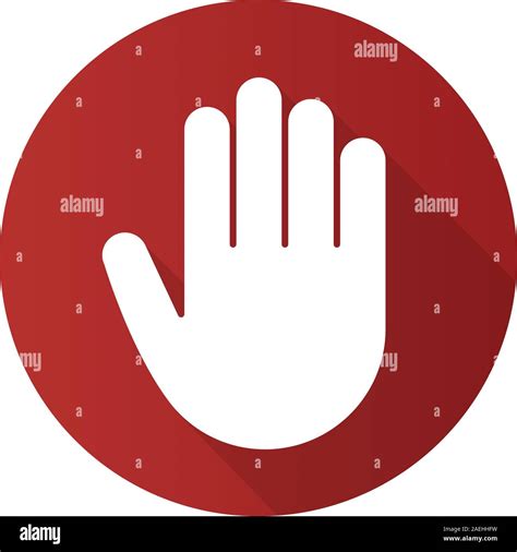 Palm Flat Linear Long Shadow Icon Stop Greeting And High Five Gesture