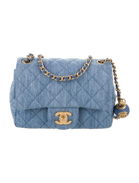 Chanel Pearl Crush Mini Square Flap Bag Blue Mini Bags Handbags