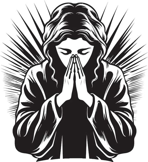 Tranquil Tributes Black Vector Design Of Praying Womans Hands Icon