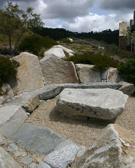 Informal Stoneboulder Seating Landscaping With Boulders Garden