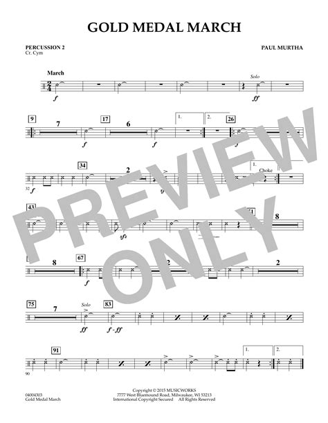 Gold Medal March Percussion 2 Sheet Music Paul Murtha Concert Band