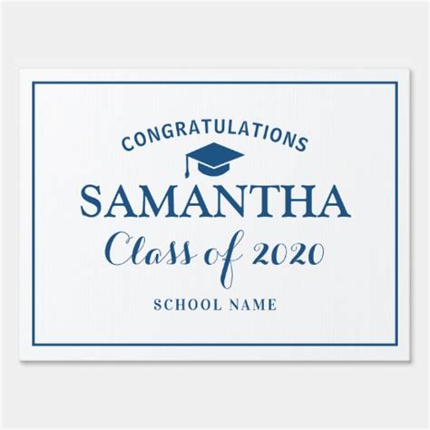 Congratulations Class Of 2020 Graduation Blue Sign Zazzle