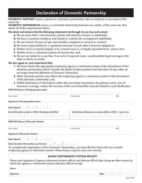 Free Domestic Partner Affidavit Word Pdf Eforms