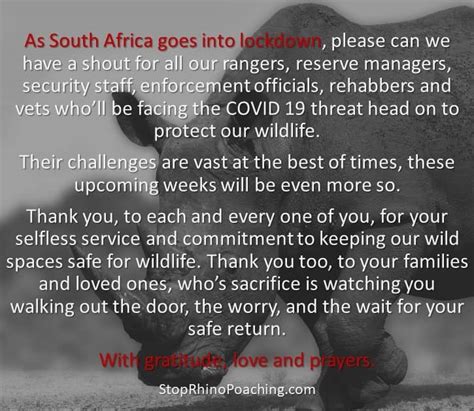 Prayer for our rangers - Pilanesberg Wildlife Trust